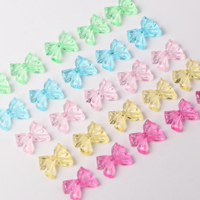 50Pcs/Bag Candy Ribbon Bows 3D Nail Charm Transparent Jelly Color Summer Nail Decoration Accessories DIY Manicure Decor