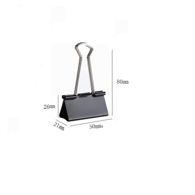 Black Stainless Steel Long-tail Clips of 15mm 19mm 25mm 32mm 41mm and 51mm in Multiple Specifications for Bulk Ticket Clips