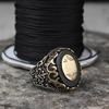 Trendiger Punk Gothic Steampunk Ring Verstellbar Vintage Schlange mit Saphir Herren Bohemian-Stil Titan Mode Silber Feiner Ring