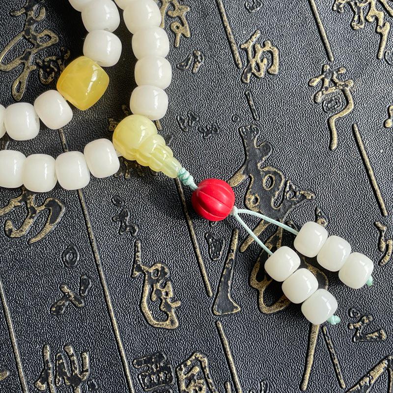 White Jade Bodhi Seed Bracelet: 108 Buddhist Prayer Beads Multi-strand Necklace for Men & Women