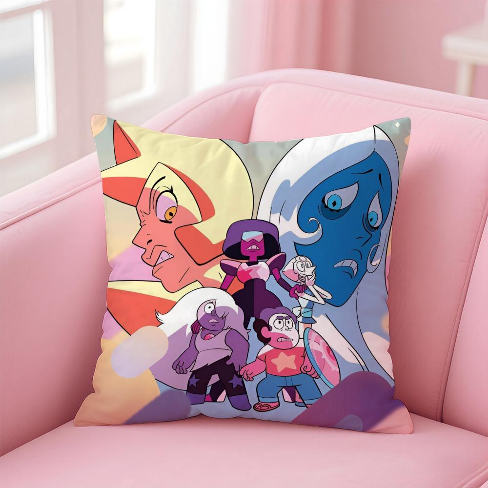Kwaii Anime S-Steven U-Universe Cushion Cover Pillowcase Short Plush Invisible Zipper Room Sofa Cushion Cover