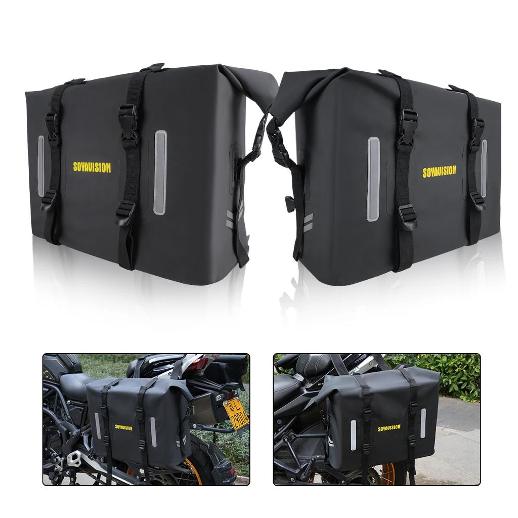 2x30L Motorcycle Saddlebags Waterproof Bagtecs WP8 Roll Closure Side Saddle Bags UniversalMotorbike Adventure Sportster 60L