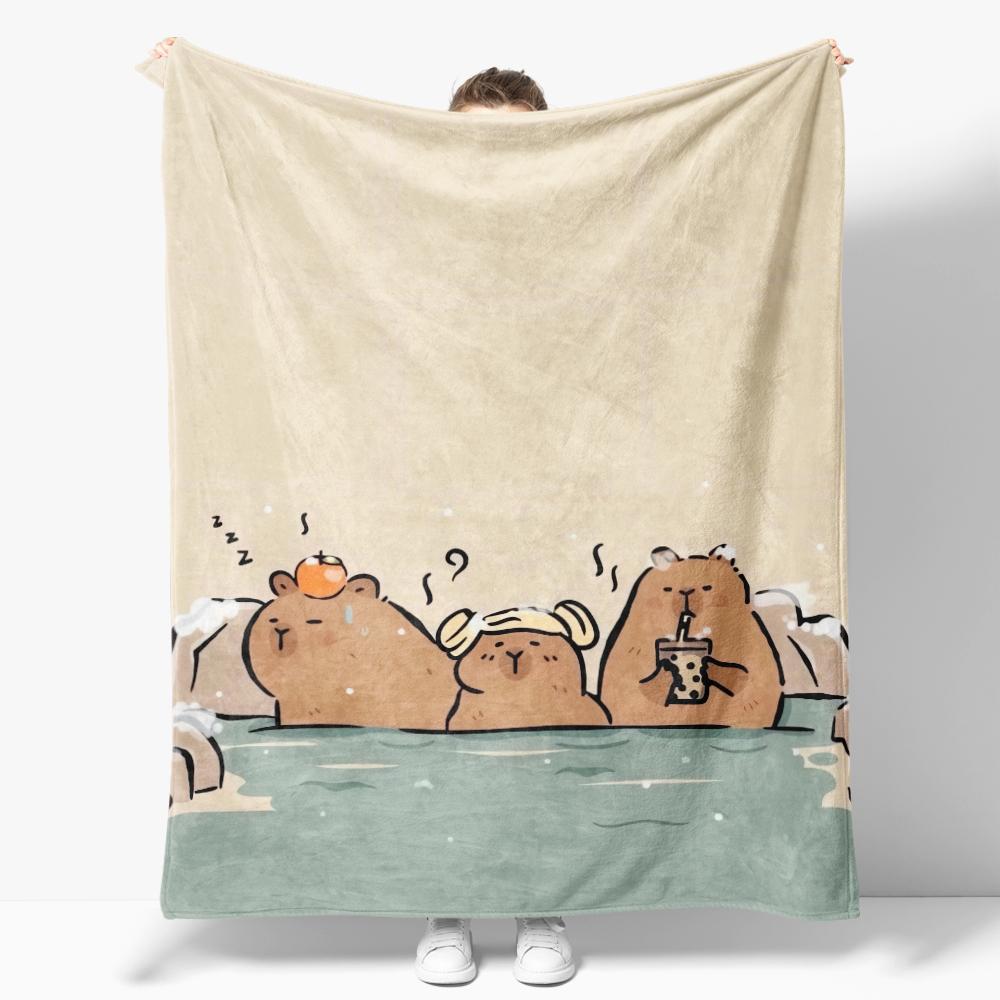 

Тремтливий Капібара Фланелевий Плед для Декору Дивана Вуличний Декор Милий Плед з Капібарами Пледи для Ліжка 30x40in