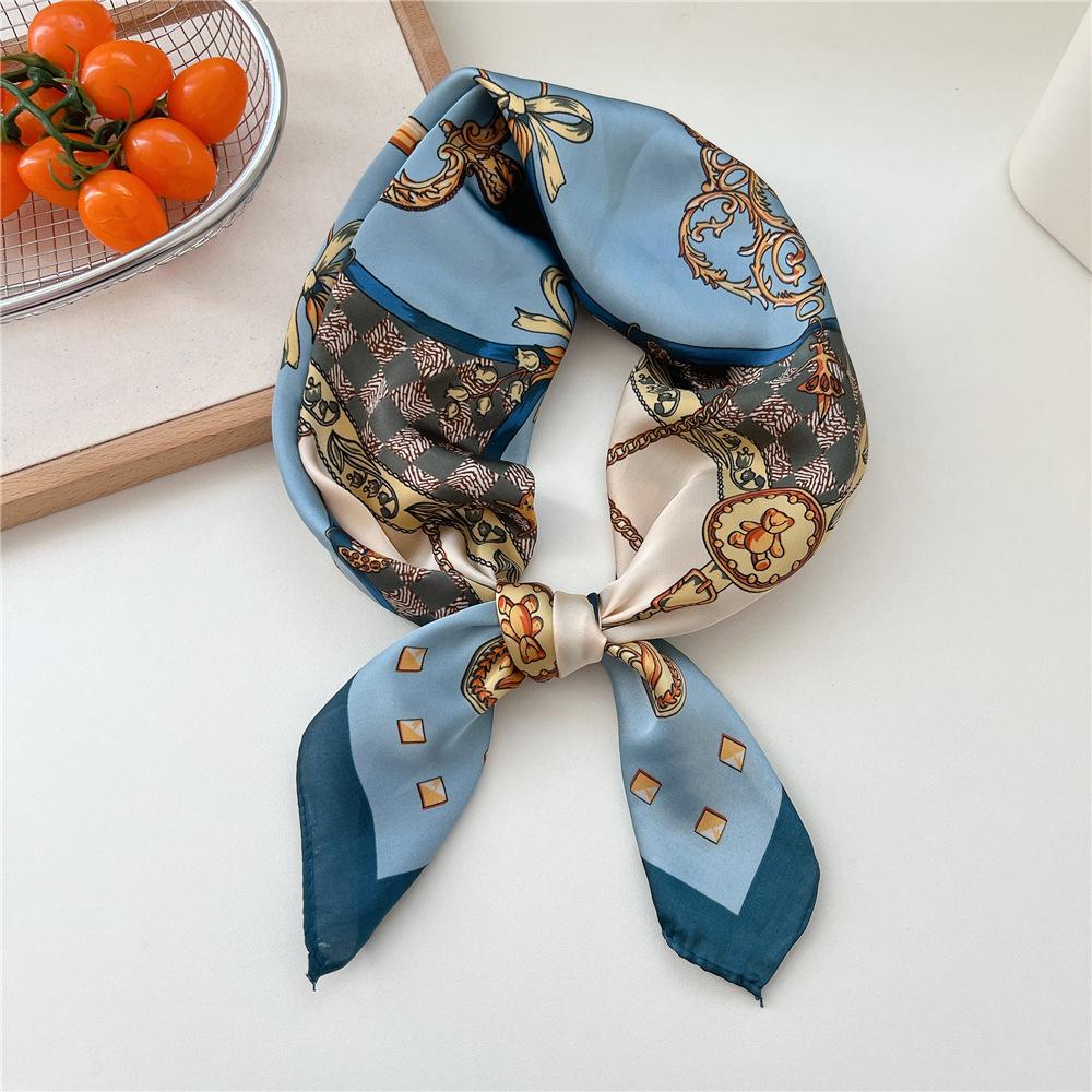 70*70cm New Luxury Square Scarf Silk Scarves Women Neck Hair Tie Band Hijab Kerchief Head Headband Smooth Bandana Female Foulard