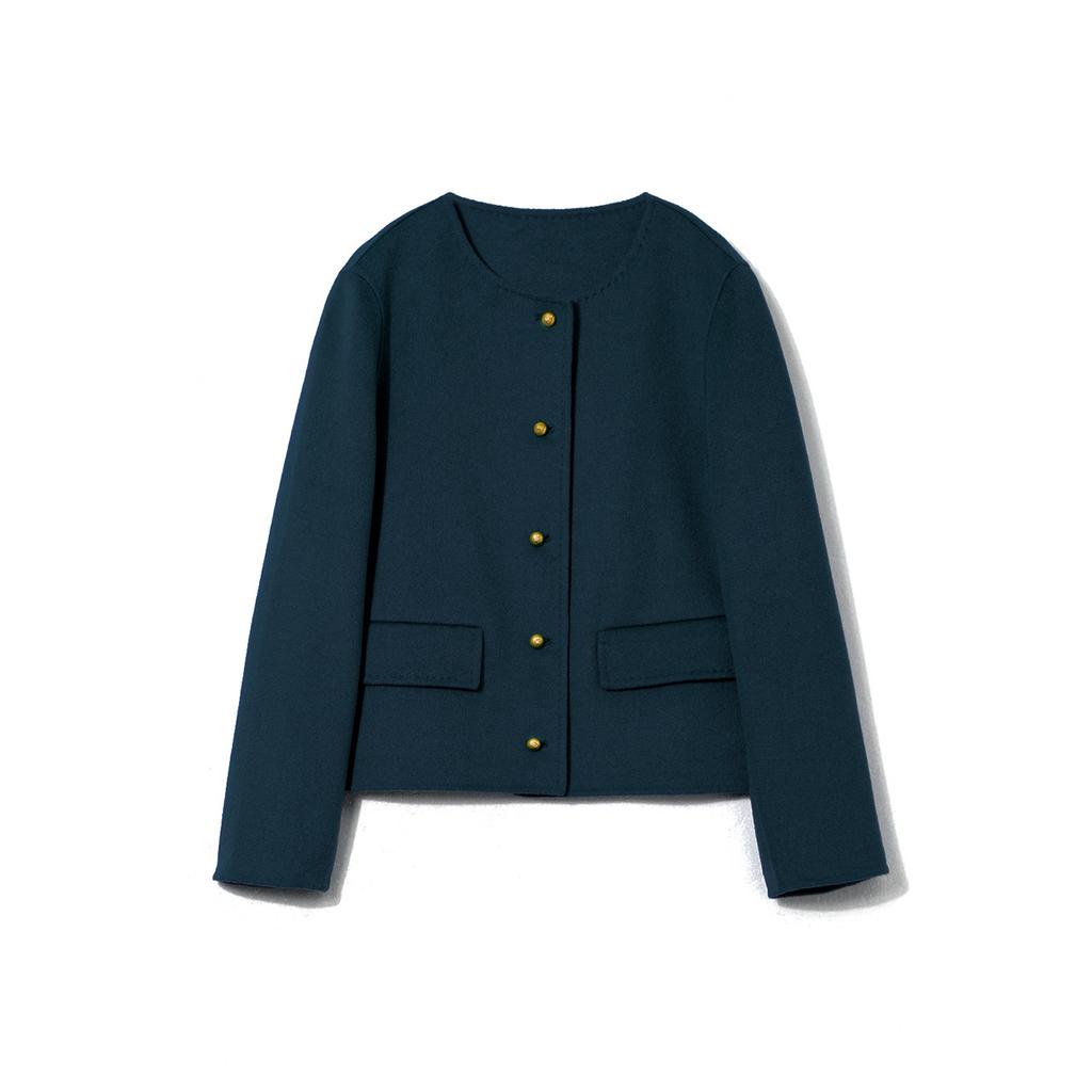 Sheep Wool Double-sided Woolen Coat Small Coat Single-breasted Short Round Neck Temperament Coat Women