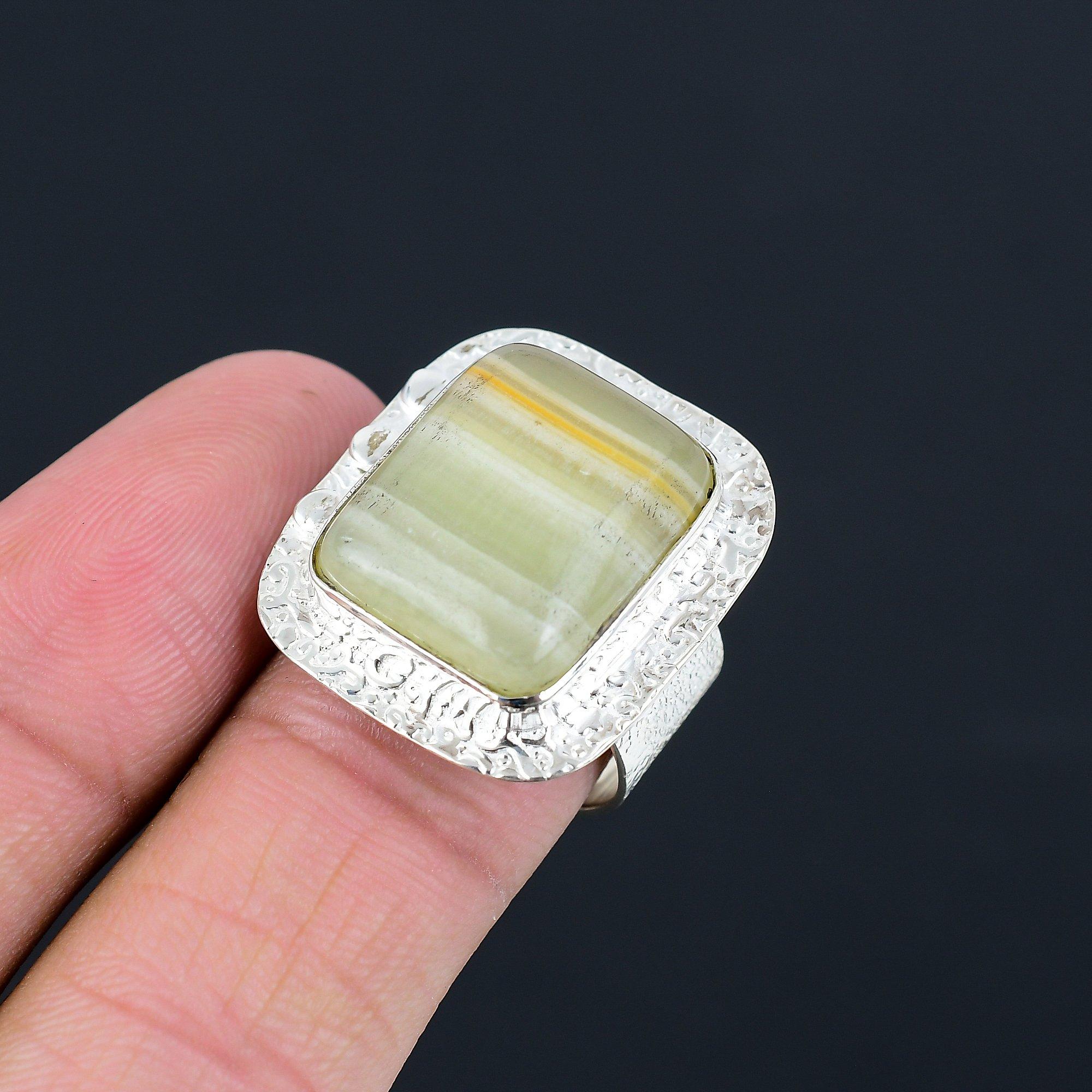 Daughters Day Deal Sterling Silver Bumble Bee Jasper Stone Ring Jewelry US 8.5 8.5