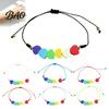 Fashionable Stackable Bracelet Colorful Hearts Bracelet, Handmade Braided Cord String Adjustable Sweet Aesthetic Hand Ornament Heart Shaped Clay Beads