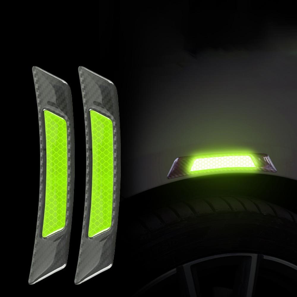 2Pcs High Brightness Reflective Wheel Arch Stickers Safety Warning Decal Car Exterior Protection