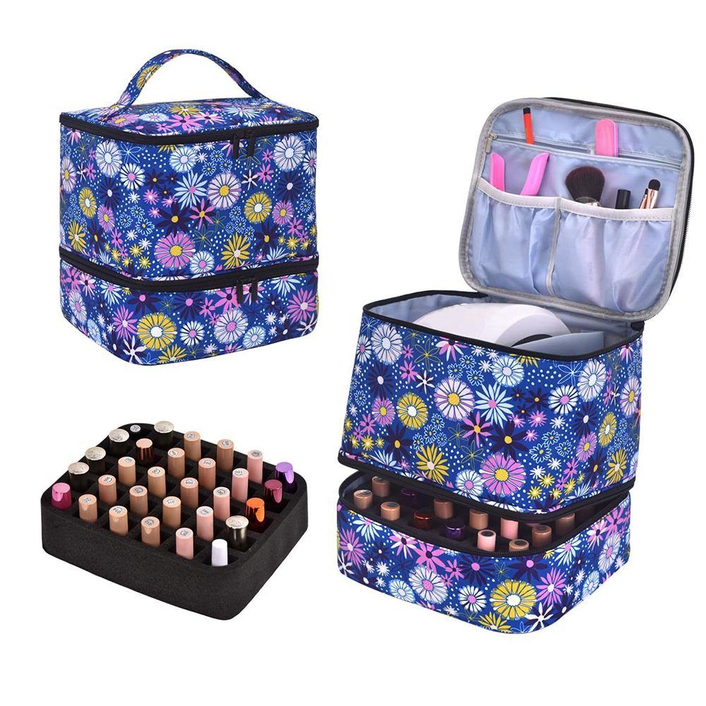 Multi-function Nail Polish Storage Bag Removable Inner Pouch Nail Polish Organizer Case Holds 30 Bottles and Nail Lamp