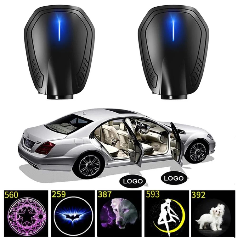 AAXI1 Novelty Car Logo Door Welcome Light Rechargeable Led Cartoon Projector Lamp Atmosphere Projection Warning Car Decor Lighting