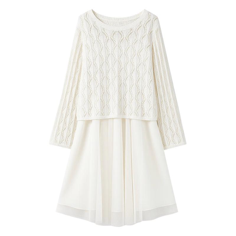 Qiusbiyiren Spring 2026 Fashion Crochet Two-Piece Set S