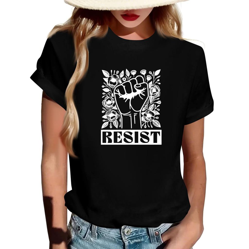 Adult Round Neck Casual Printed Short-sleeved T-shirt Top