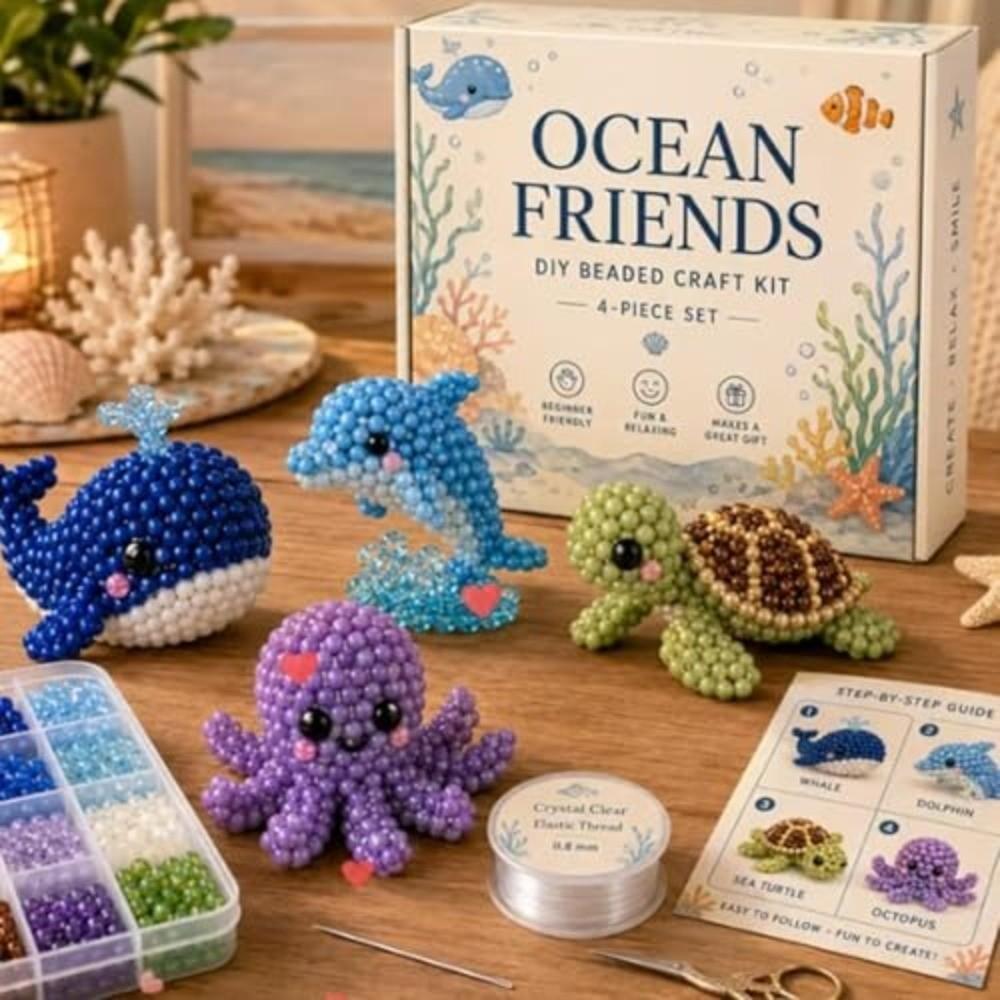 4pcs Mini Size Animal Crafting Set Bead Craft Bead Weaving Kit New Pets Beading Set DIY Activity