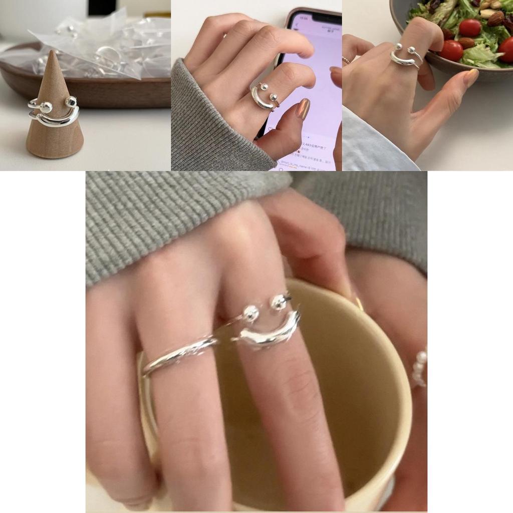 Chic Ins Style Smiley Face Ring For Women Adjustable Geometric Copper Fashion Jewelry