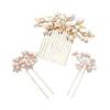 Hair Accessories Pearl Pins Kanzashi 3-Piece Set Gold Luxurious Pearl Design Elegant High-Quality Handmade Alloy Faux Pearl Rhinestone