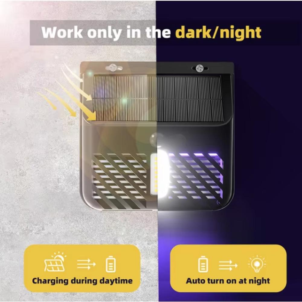 Outdoor LED Solar Mosquito Killing Lamp Waterproof 2 IN 1 Ultraviolet Electric Shock Mosquito Killing Induction Garden Lamp