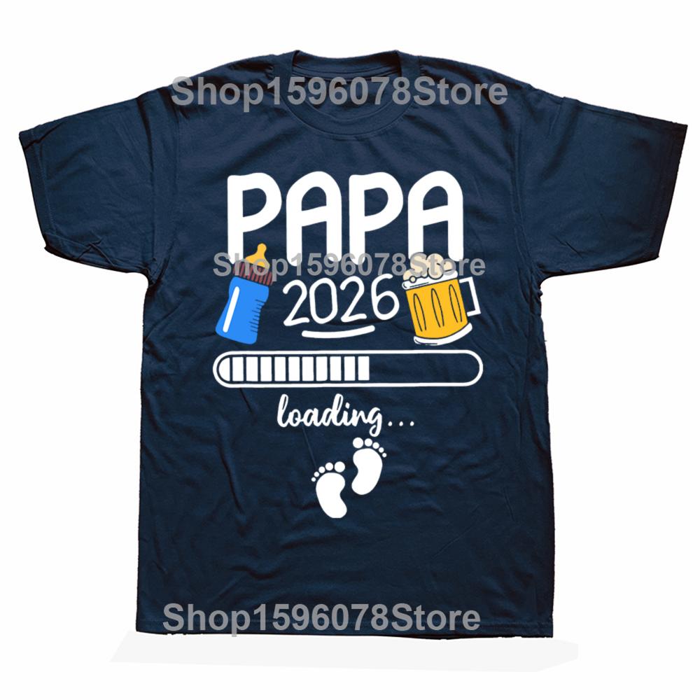 Papa 2026 T Shirt Funny Future Dad 2026 Beer Lovers T Shirts Short Sleeve Mens Clothing Fashion Casual Loose Oversized T Shirt