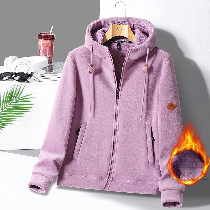 Winter New Polar Fleece Fleece Hooded Sweatshirt Coat Couple Double-sided Fleece Cardigan Sports Coat