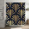 Luxusní zlatá sprchová závěs Art Deco pro dekoraci koupelny Modrá Zlatá Moderní design Domácí Vodotěsná látka Velikost 72 x 84 palců (180c