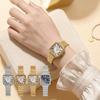 Fashion Stainless Steel Ladies' Watch Square Vintage Bracelet Wristwatch Jewelry Accessories Polished Gold Quartz Watch Business