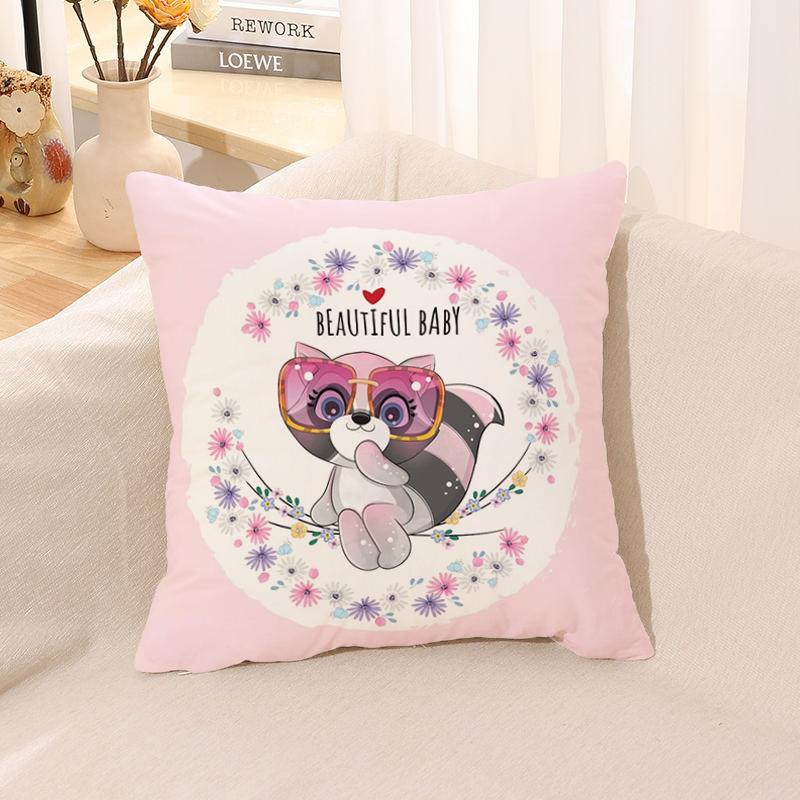 Cute Animal Pillowcase  for Sofa Car Square Cushion Suite Room Anime   Body Cover