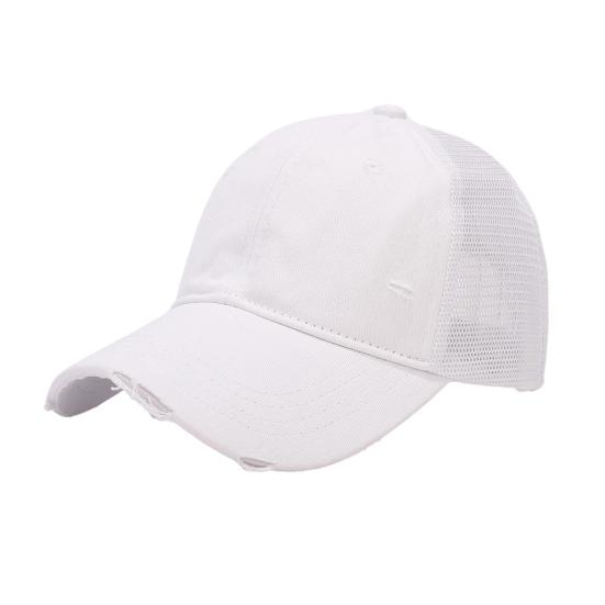 Baseball Cap Breathable Mesh Splicing Washed Cotton Sun Hat белый