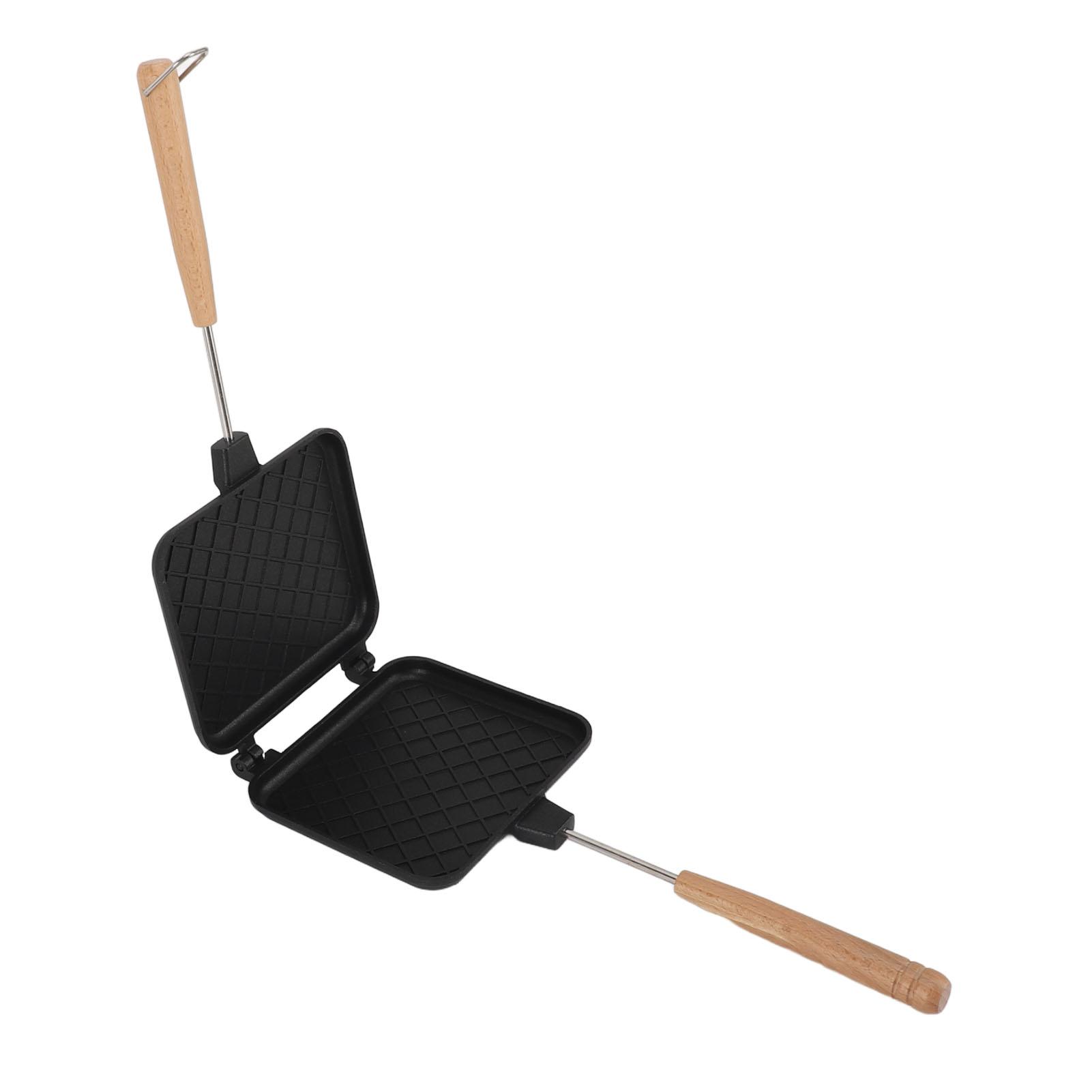 

Double Sided Frying Pan Aluminum Solid Wood Anti Stick Stovetop Sandwich Maker for Gas Stove Induction Stove L