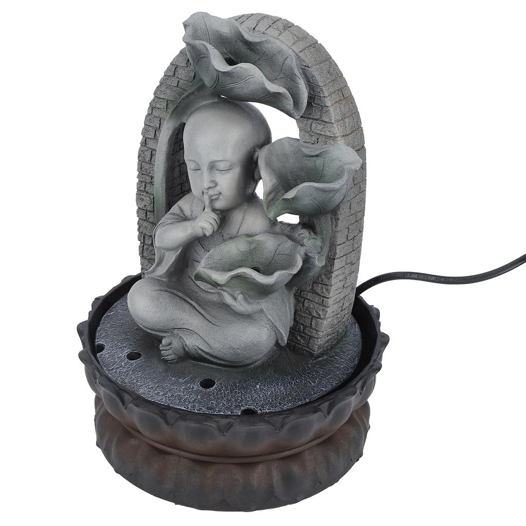 LED Resin Buddha Tabletop Waterfall Fountain Relaxing Indoor Decoration for Home OfficeUS Plug 110V