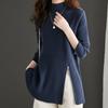 Navava Daily Zip Point Ribbed Mock Neck Long Sleeve Knit Top Nk3476