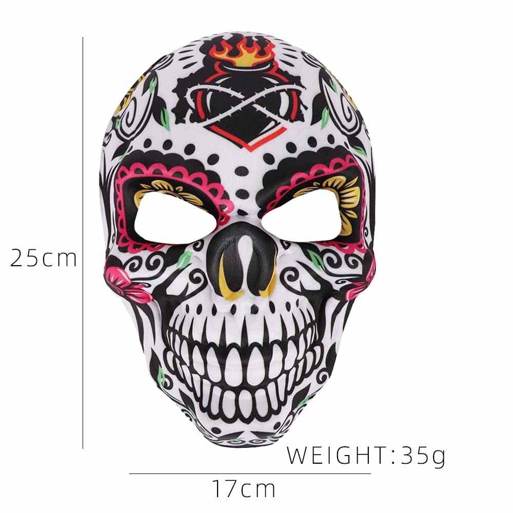 Colorful Printed Skull Horror Mask Halloween Day of The Dead Cosplay Carnival Masquerade Ball Party Decoration Prop