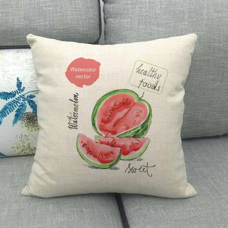 Simple And Colorful Painted Fruits Digital Printing Short Plush Pillow Covers For Car Sofa Office Cushion Cover Home Goods