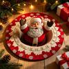 Cozy Indoor Floor Covering Christmas Round Rug, 3D Illusion Mat, Holiday Winter Carpet, Soft Gnome Deer Crystal Velvet Mat Santa House Festive Rug for