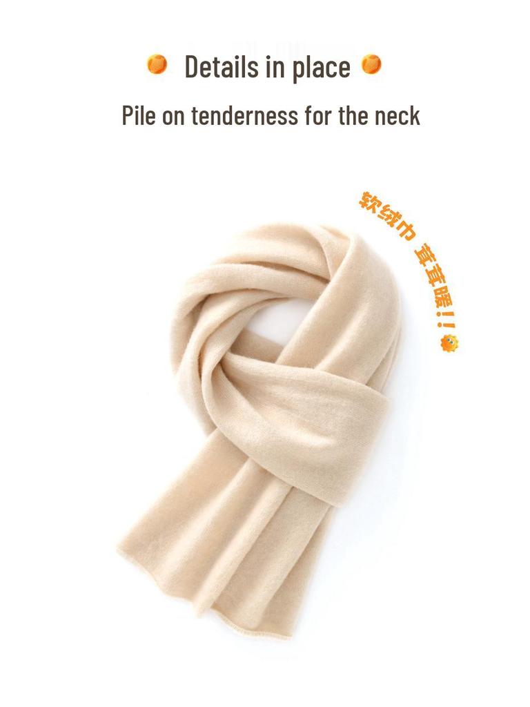 Warm Cashmere Scarf for All: Versatile, Thick Pure Wool, Solid Color, Long Neck Scarf for Men, Women, & Kids - Perfect for Autumn & Winter.