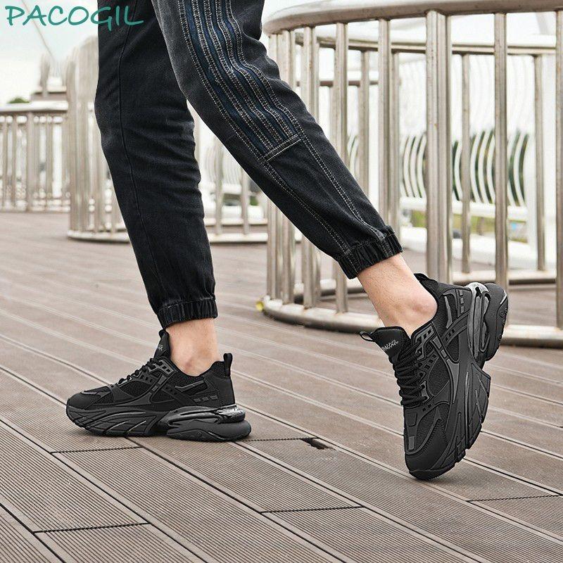 Spring New Black Casual Sports Running Thick-soled Versatile Height-increasing Shoes Men