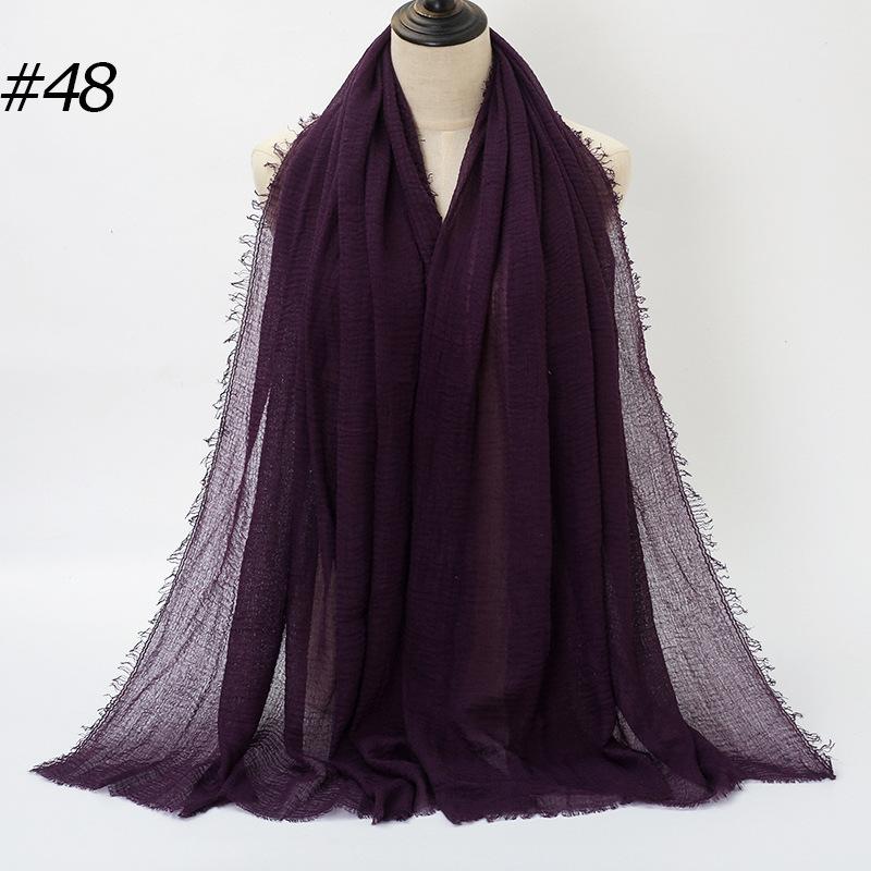New Pleated Monochrome Cotton Solid Color Scarf, Naturally Pleated Human Cotton Hair Beard Edge Large Size Women's Headscarf B
