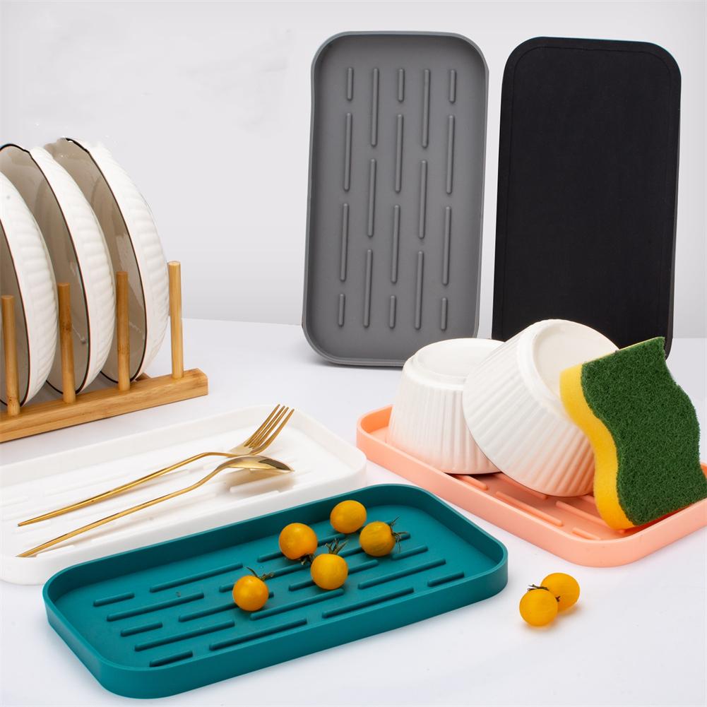 Abtropfschale Küchenspüle Organizer Silikon Schwammhalter Hinweis