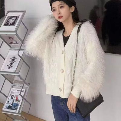 Cardigan Sweater Female Autumn and Winter Korean Imitation Mink Fleece Loose and Slim Sweater Knitted Cardigan for Women Outwear