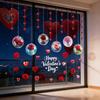 Valentine's Day Window Clings Rose Flower Heart Static PVC Window Glass Decals Reusable Double-Sided Static Stickers for Wedding Anniversary Home