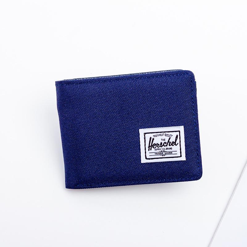 

Trendy Korean Style Men s Short Canvas Wallet - Solid Color Coin Purse & Billfold 12x9x1.5 cm синий