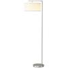 Floor Lamp, Modern Standing Lamp with Linen Lampshade, Round Base for Living Room, Bedroom, Dining Room, 153cm, Silver Tone