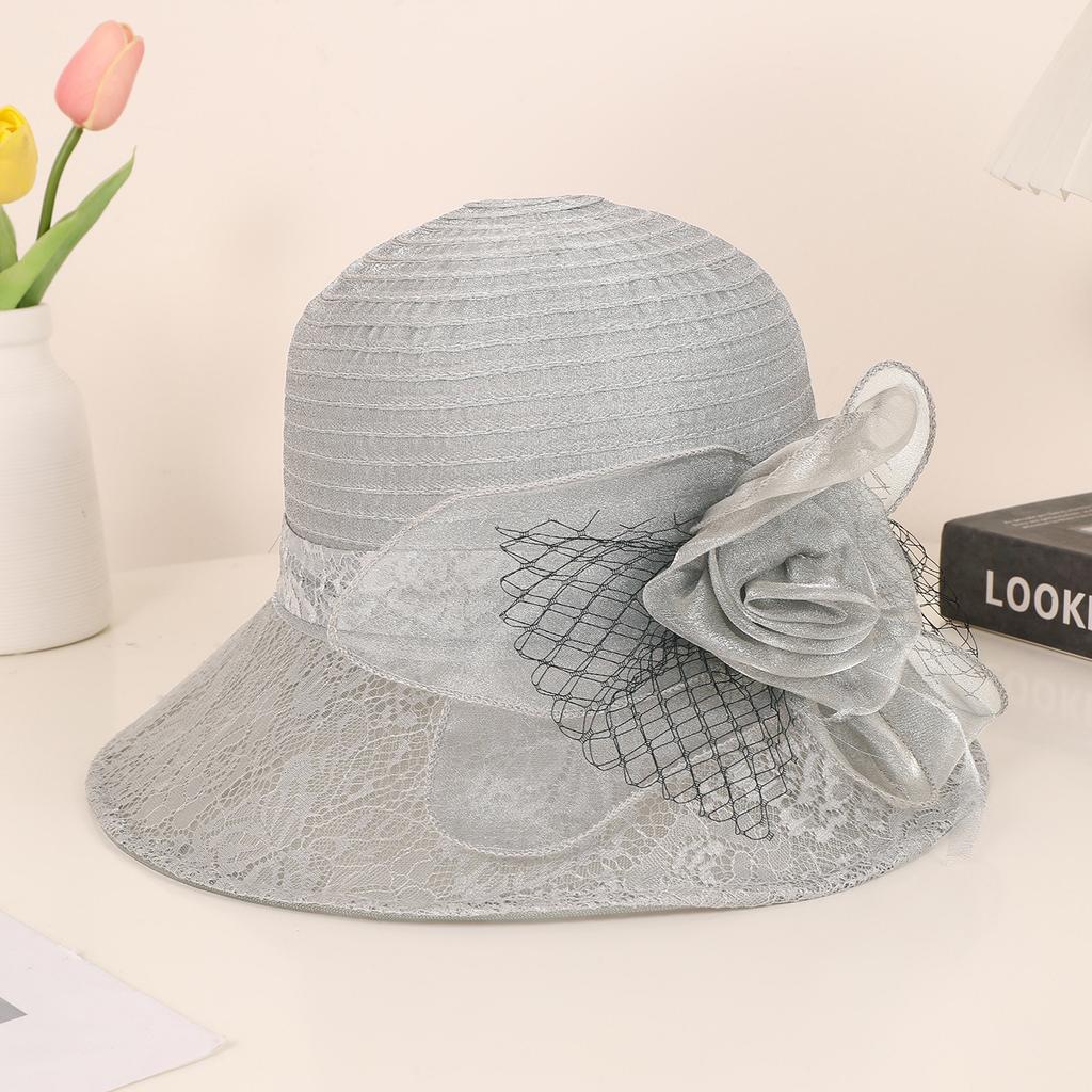 New French organza mesh flower hat summer fashion trendy brand sunscreen sunshade big eaves hat retro elegant millinery hat