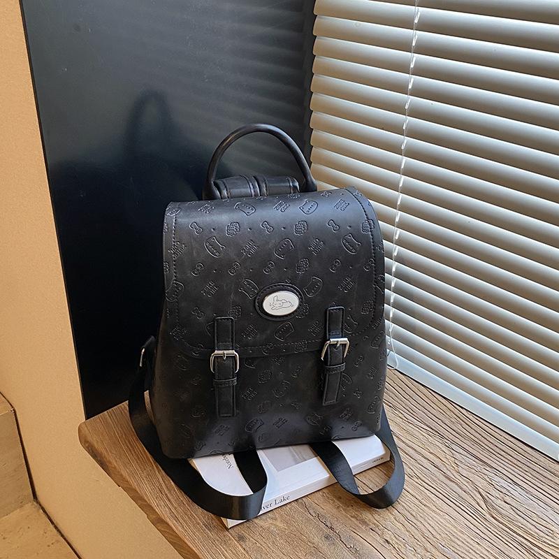 College Style Versatile Temperament Backpack Bag 2025 Fashion Embossed New Retro Women's Commuting Class Small Bag