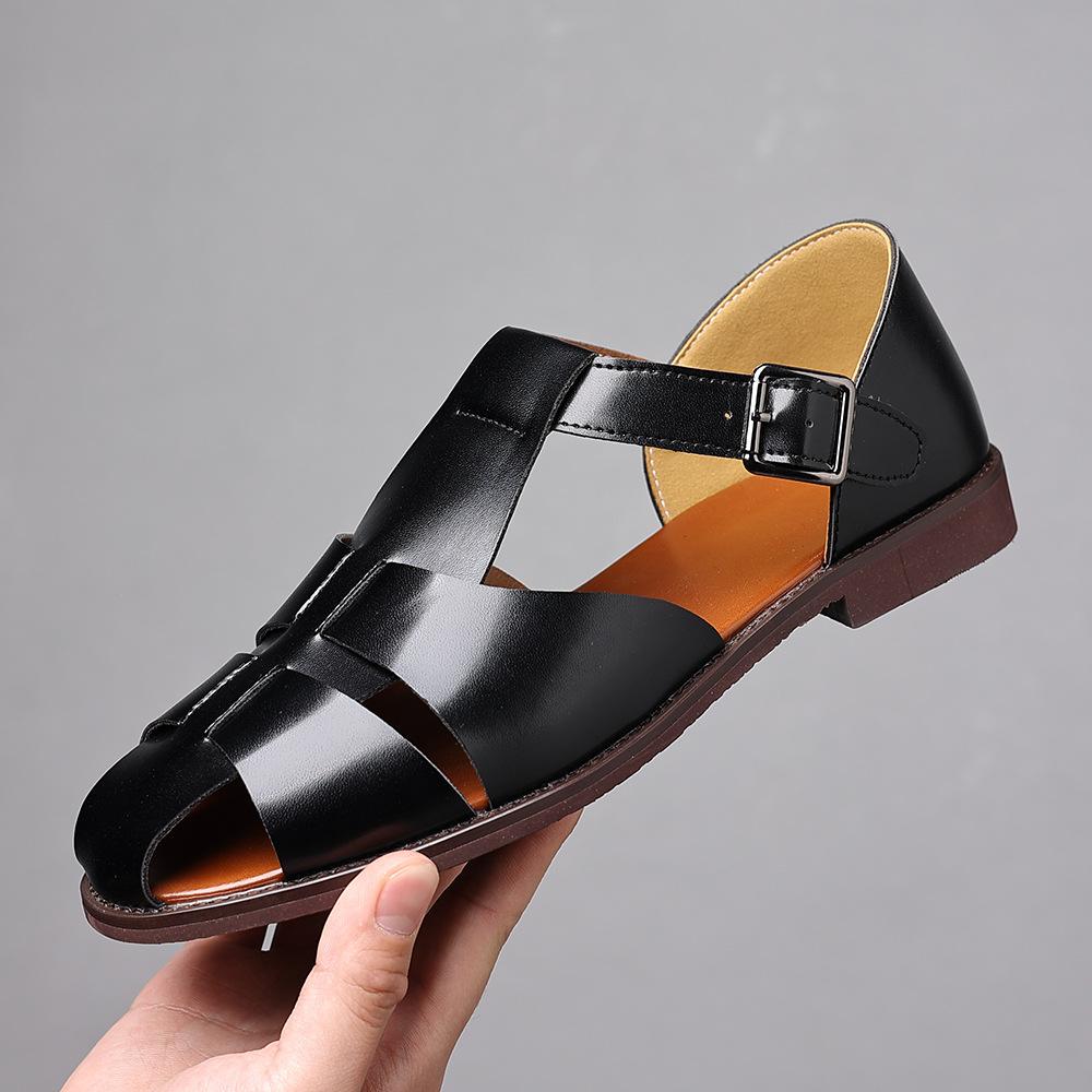 Summer New Men's Gladiators Blue White Silp On Pu Leather Casual Shoes Male Breathable Beach Sandals Outdoor Slippers Zapatos