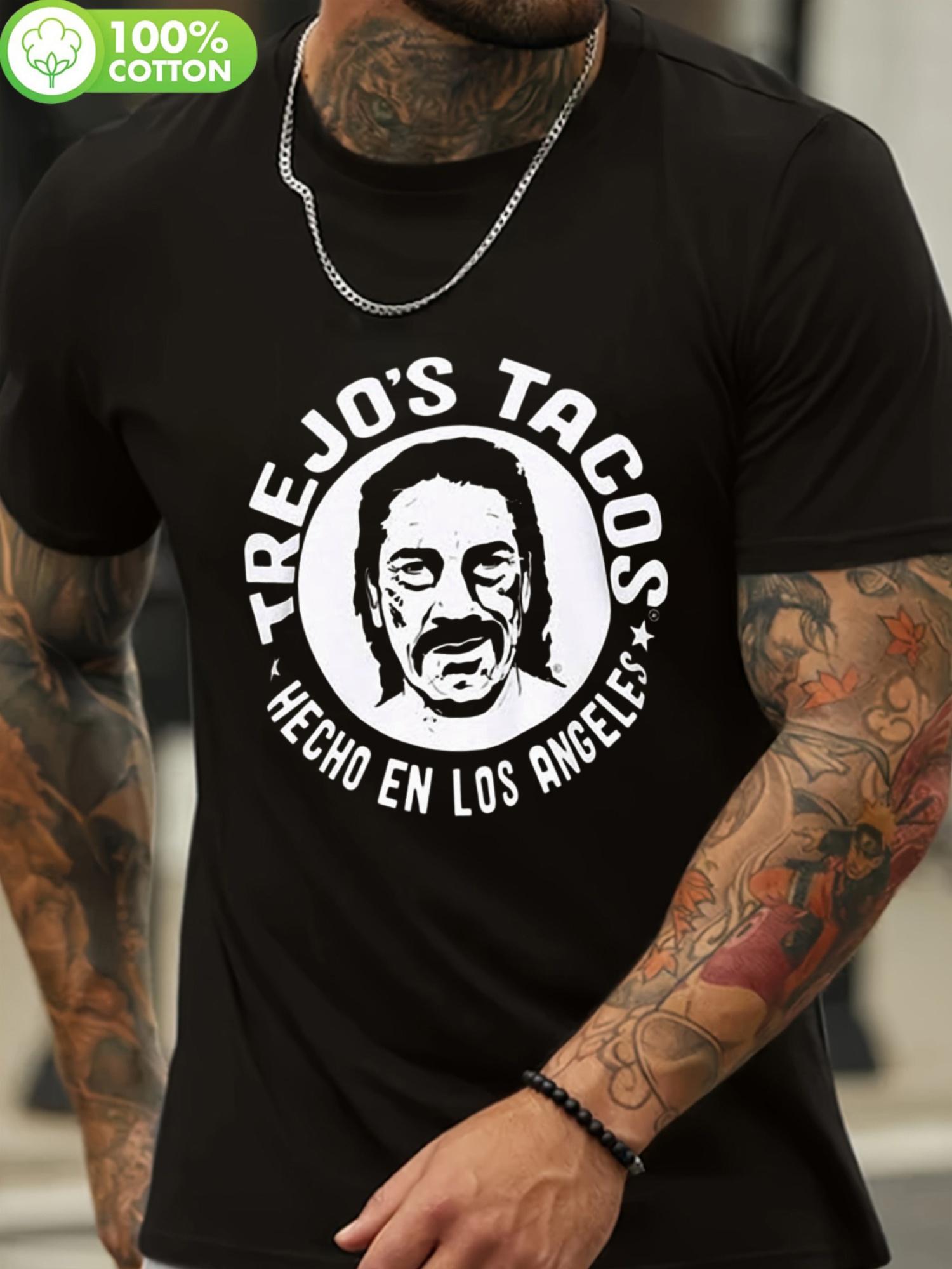 1pc Trejo S Tacos Black Crew Neck Tshirt - Casual Cotton ... L