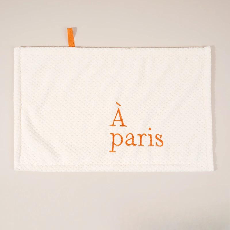 Nordic Hanging Hand Towel Home Embroidery Thickened Coral Velvet Absorbent Small Towel for Kitchen Bathroom Hankerchief