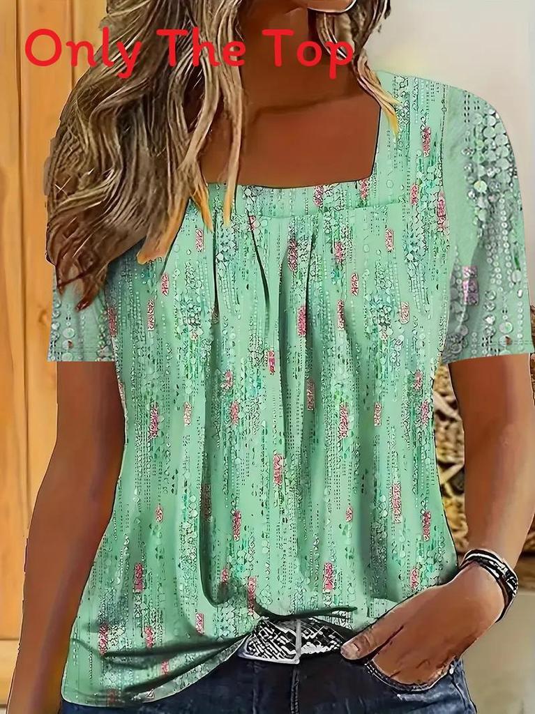 Plant Flowers Print T Shirt With Polyester Spandex For Casual Wear