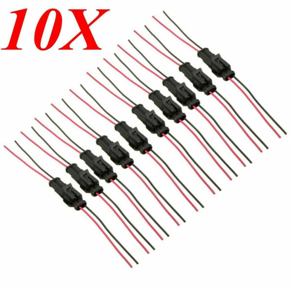 10kit 2Pin Way Car Waterproof Seal Electrical Cable Connector Plug with Wire AWG