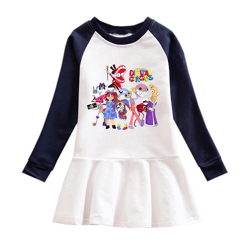 Korean Spring & Autumn Girls' Cartoon Long Sleeve Mesh Princess Dress, 2026