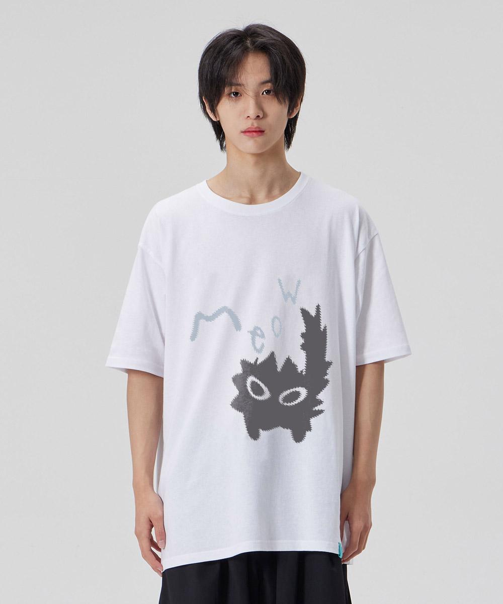 Astral Projection [Miyu Cat] Cotton Loose Fit Short Sleeve T-Shirt_White Xxl