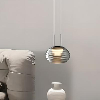 LED pruhovaný skleněný lustr Bytová dekorace Ložnice Výzdoba obývacího pokoje Závěsná lampa Severské Moderní Minimalistické kulaté závěsné svítidlo